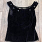 Vintage Black Velvet Top With Large Black Bead Trim / Size S