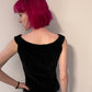 Vintage Black Velvet Top With Large Black Bead Trim / Size S