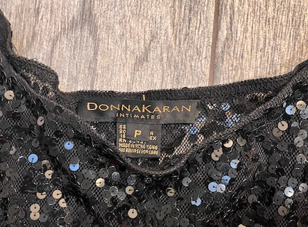 Donna Karan Black Sequin Cropped Top / Size S/P