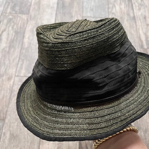 Black/Gray Hat, Straw with Wide Band