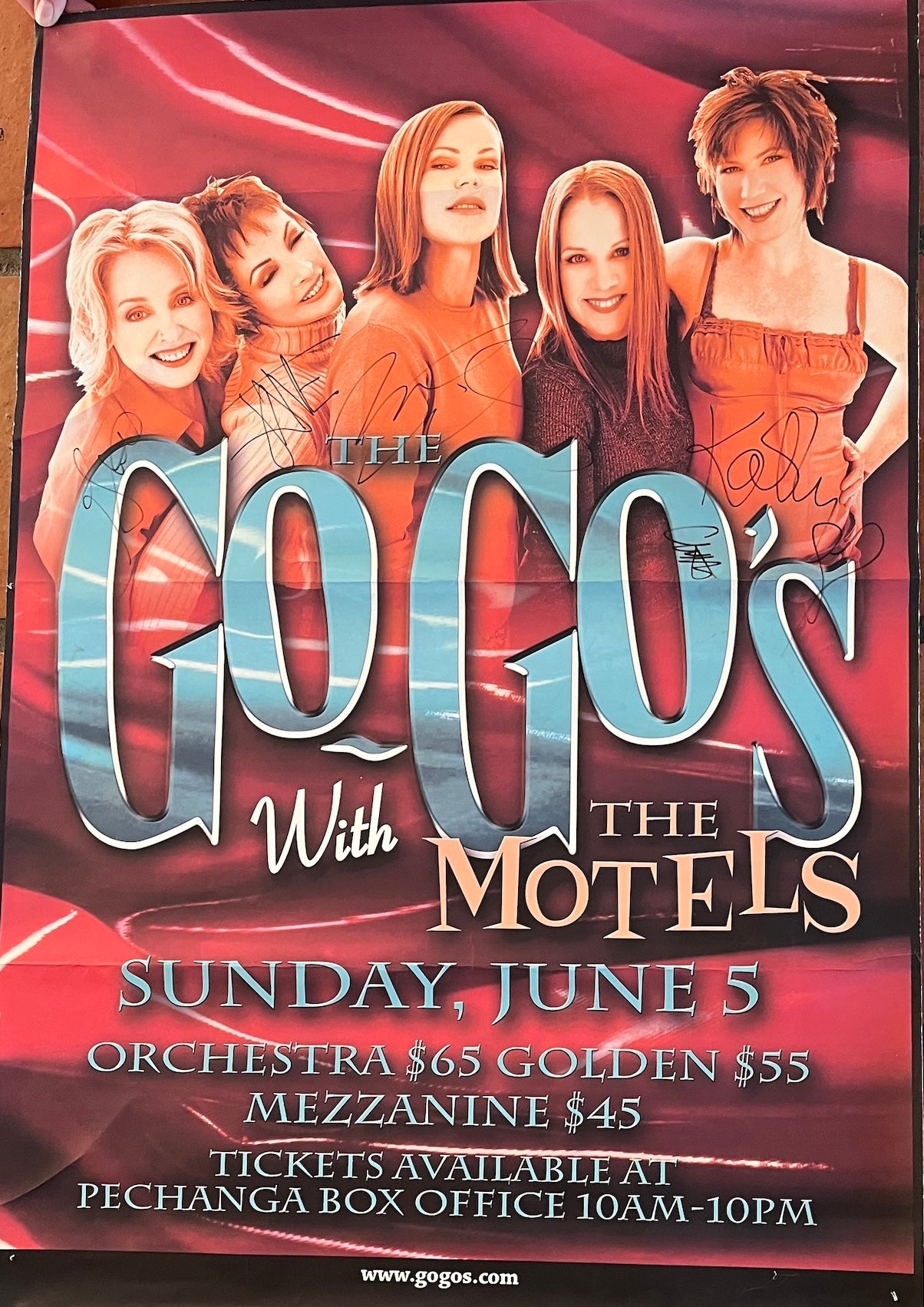 SIGNED All Five Go-Go's - Concert Poster w/Motels