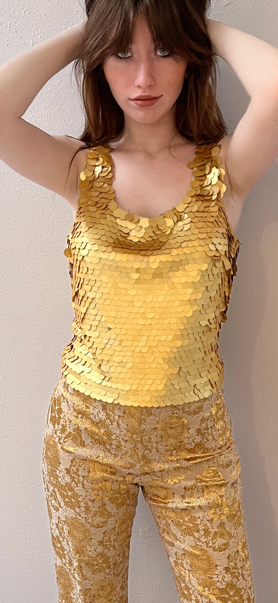 Flashy Stage Top Made of Giant Sequins / Size M