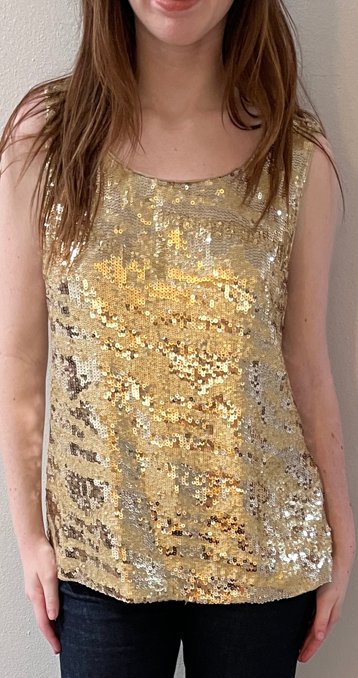 Gold Sequin & Pattern Top / Size L