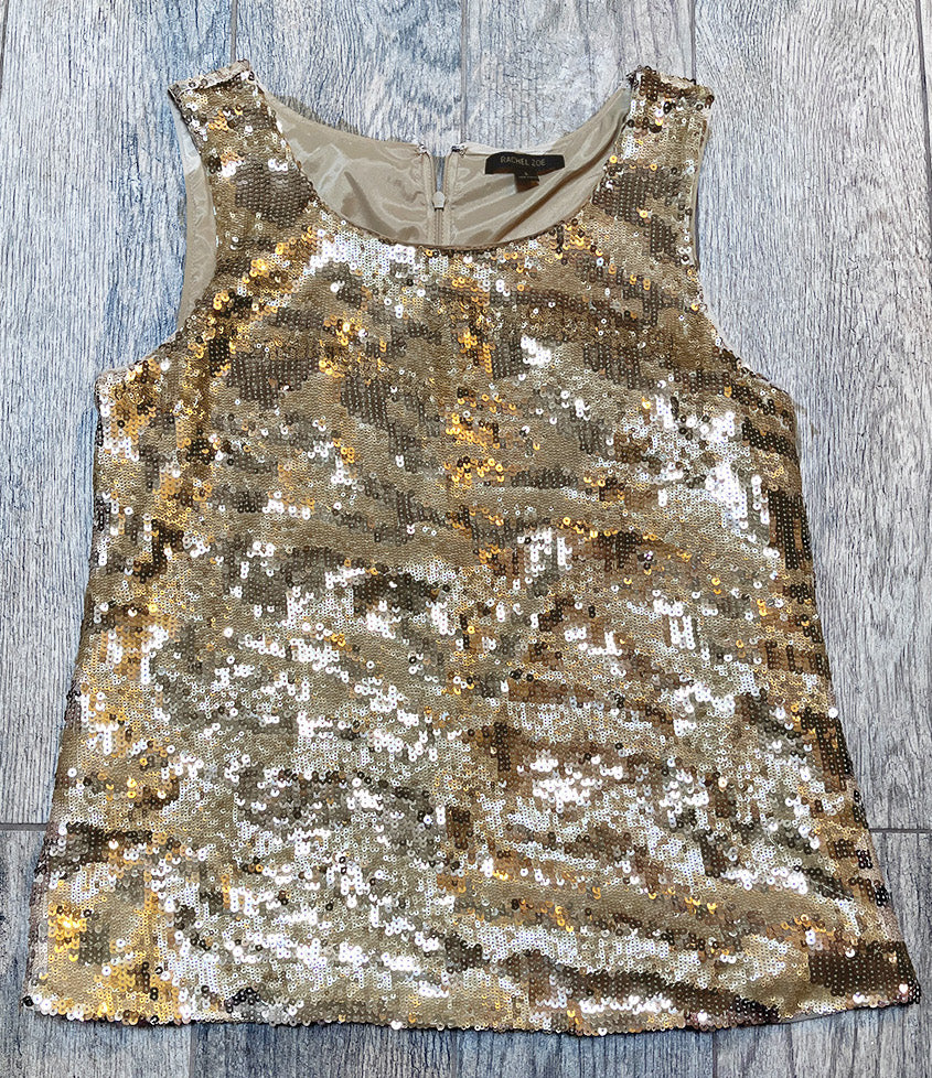 Gold Sequin & Pattern Top / Size L