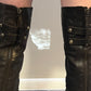 Thigh High Leather Lace-Up Boots w/Zippers / size 7.5