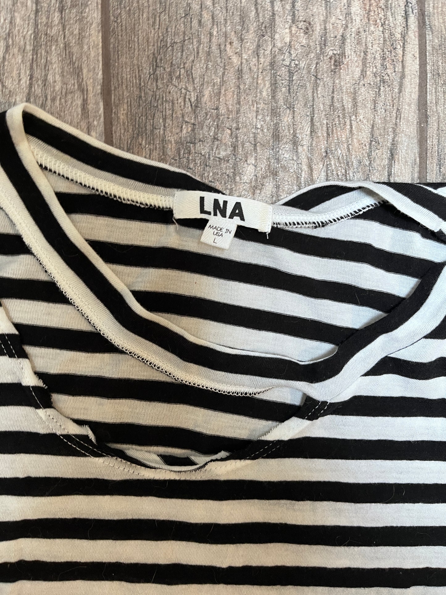 LNA Striped Cut-Out Destroyed Tee / Size L