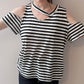LNA Striped Cut-Out Destroyed Tee / Size L