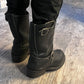 Black Leather Biker Boots / Size 7