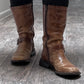 Vintage Brown Leather Biker Style Boots ~ Buckles & Straps / Size 7.5