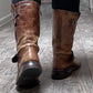Vintage Brown Leather Biker Style Boots ~ Buckles & Straps / Size 7.5