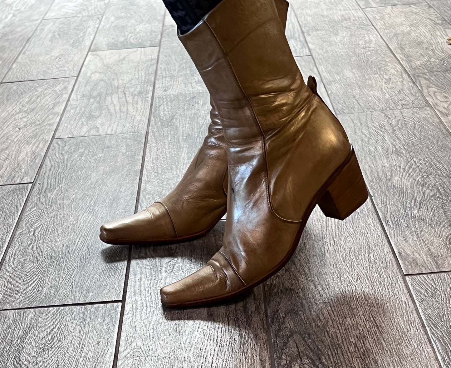 Gold Leather Italian Made Boots - One of a Kind! / size 36-37