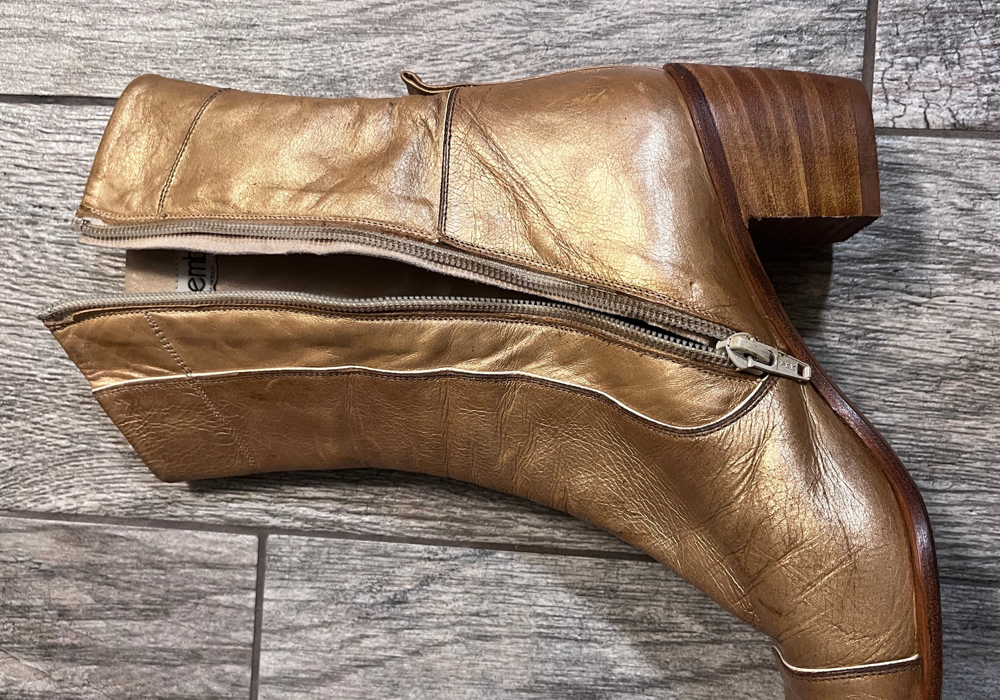 Gold Leather Italian Made Boots - One of a Kind! / size 36-37