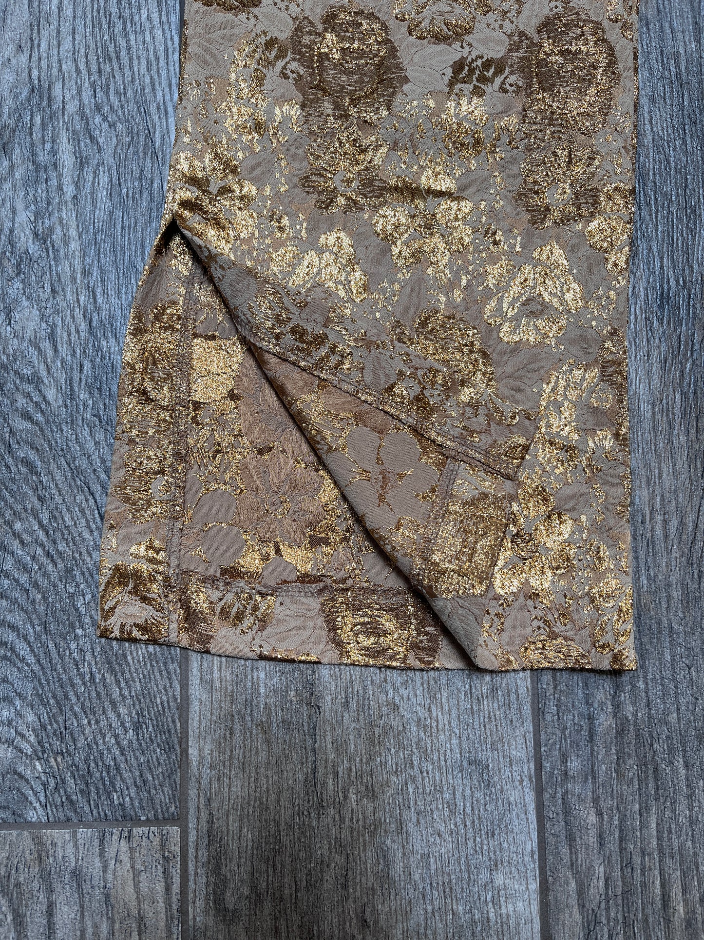 Blu In Firenze Cropped Gold Thread Floral Brocade Trousers / Size M