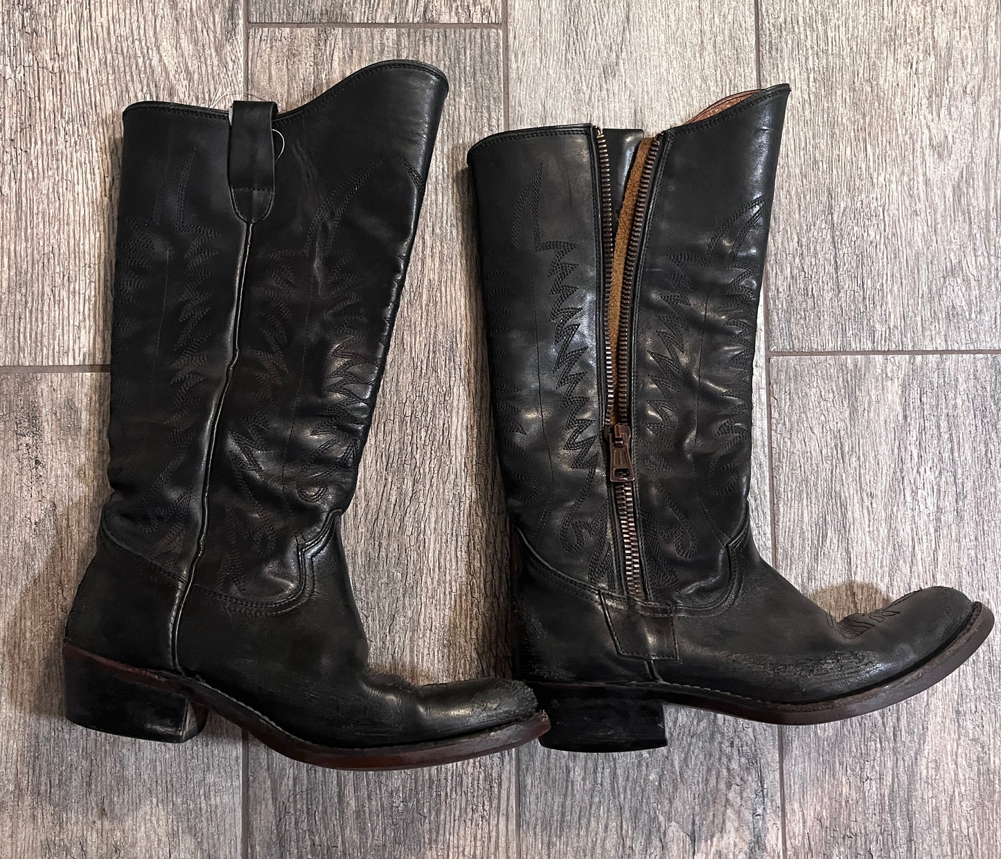 Golden Goose Distressed Black Western Boots w/Zippers / Size 37