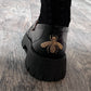Luxe Black Leather Gold Buckle Bee Loafers / Size 38