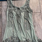 Mint Green Beaded Mesh Net Tank Top / Size M