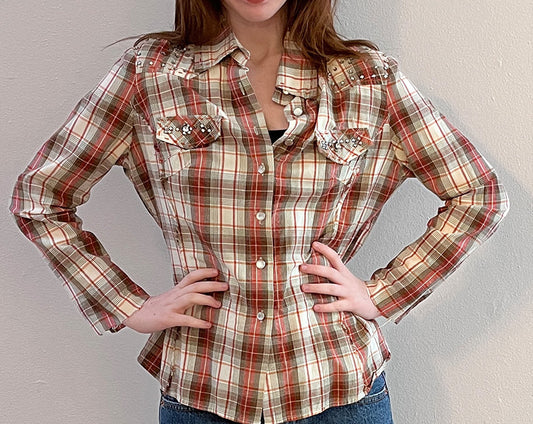 Plaid Western Shirt Worn on Major TV & Stage / Size M