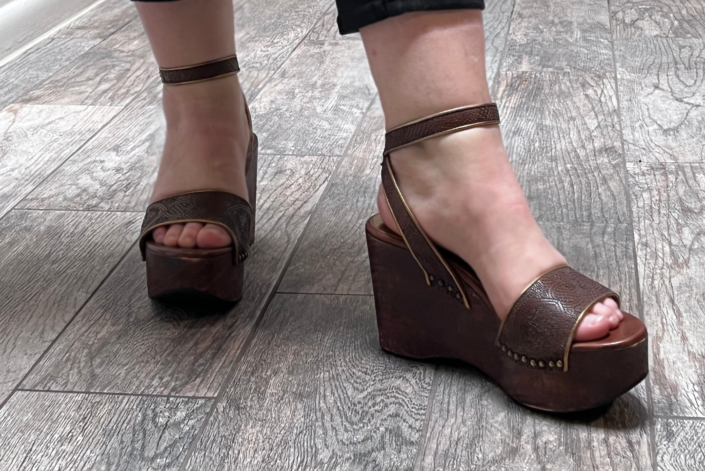 Prada Chunky Wooden Wedged Sandals / Size 37