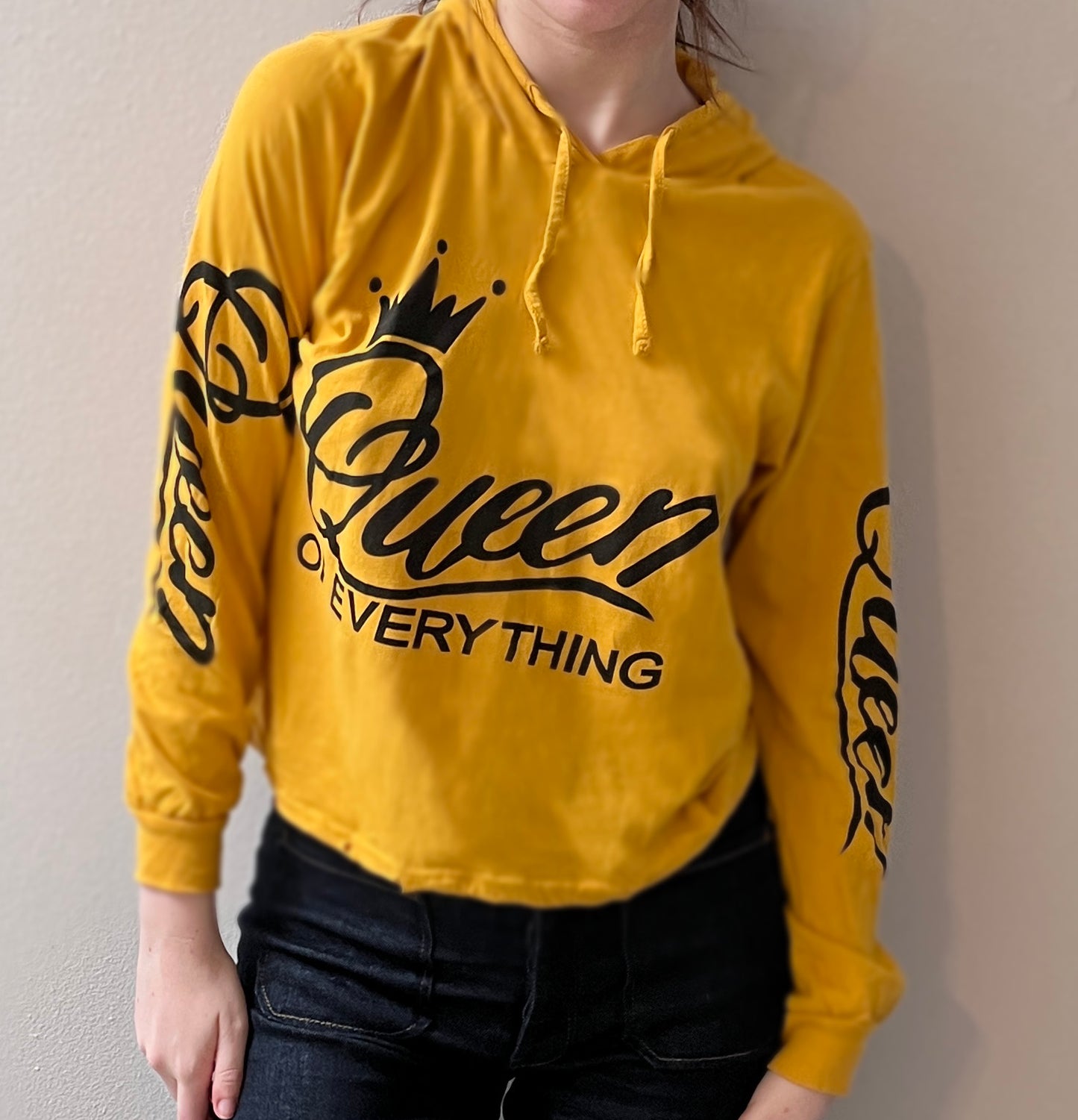 Yellow Gold Long Sleeve Queen of Everything Hoodie T-Shirt / Size L