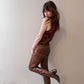 Burgundy & Gold Silk Patterned Trousers / Size 8