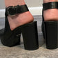 Black Leather Platform Sandals / Size 38