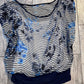 Sheer Blue and White Stripes and Splotches Boutique Top / Size M
