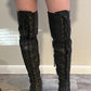 Thigh High Leather Lace-Up Boots w/Zippers / size 7.5