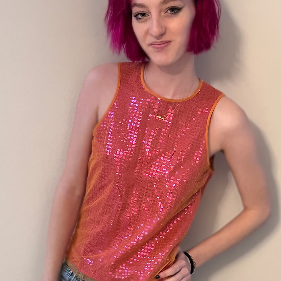 Rare! Vivienne Tam VIntage Sequin & Net Tank / Size S