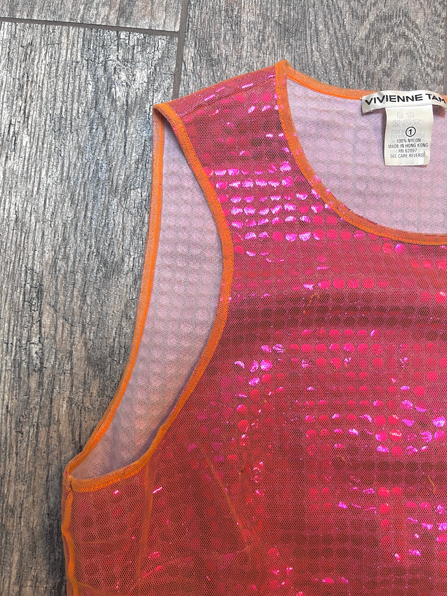 Rare! Vivienne Tam VIntage Sequin & Net Tank / Size S